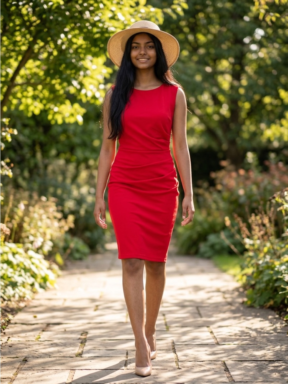 Miusol Red Sleeveless Sheath Dress
